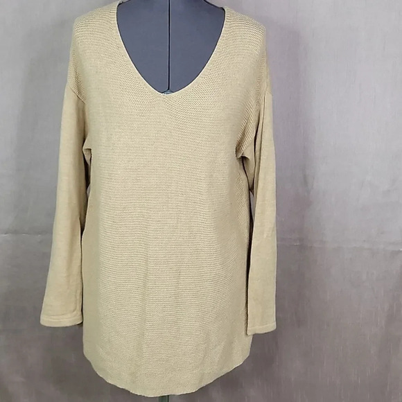 CHICO'S Textured Knit V Neck Tunic‎ Sweater Medium - Picture 1 of 7
